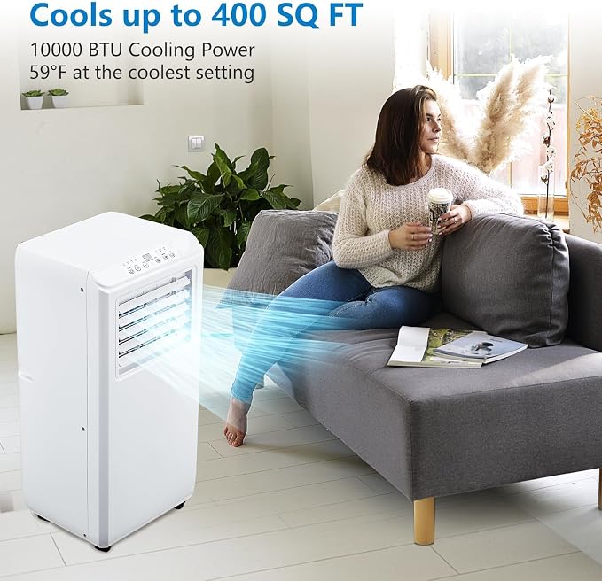 Portable Air Conditioner,10,000 BTU for Rooms up to 450 Sq.Ft., Smart Compact AC Unit with Cooling, Dehumidifier, Fan