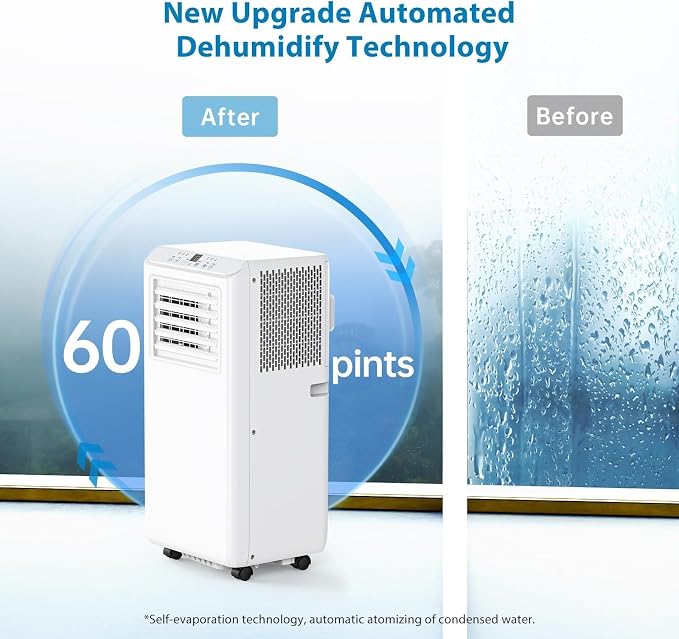 Portable Air Conditioner,10,000 BTU for Rooms up to 450 Sq.Ft., Smart Compact AC Unit with Cooling, Dehumidifier, Fan