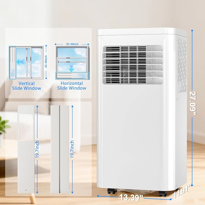 Portable Air Conditioner 10,050 BTU for Rooms up to 550 Sq. Ft, 4 Modes Portable AC Unit with Cooling, Dehumidifier, Fan &