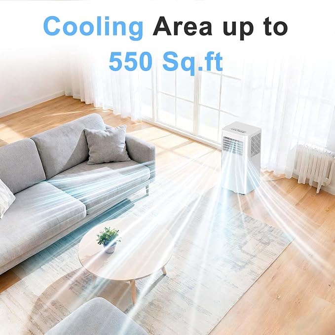 Portable Air Conditioner 10,050 BTU for Rooms up to 550 Sq. Ft, 4 Modes Portable AC Unit with Cooling, Dehumidifier, Fan &