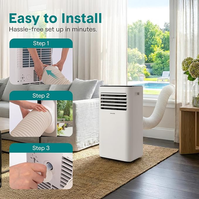 Portable Air Conditioner 10000 BTU | 3-in-1 Cooling, Fan and Dehumidifier | 24-H Timer with up to 320 sq ft Coverage | AC