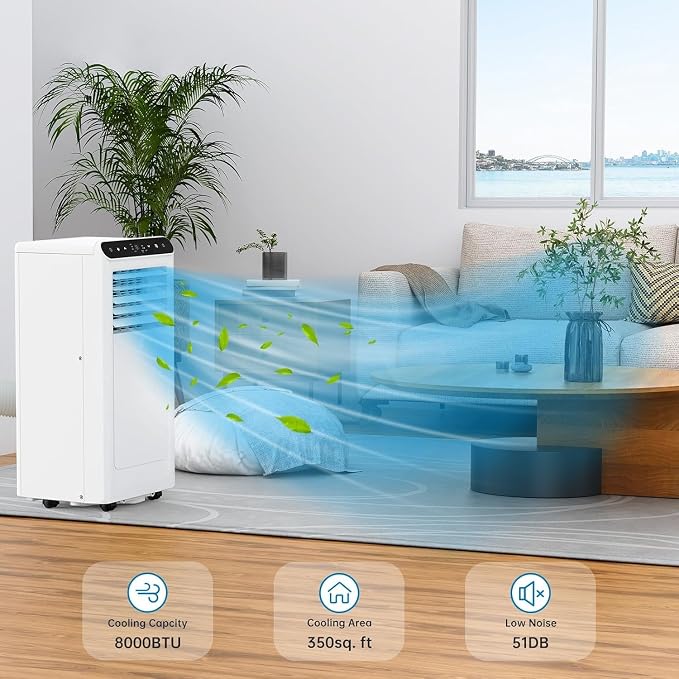 Portable Air Conditioner 10000 BTU, 4-in-1 AC Unit with Cooling Dehumidifier Fan Sleep Mode, Quiet AC for 450 Sq.Ft.