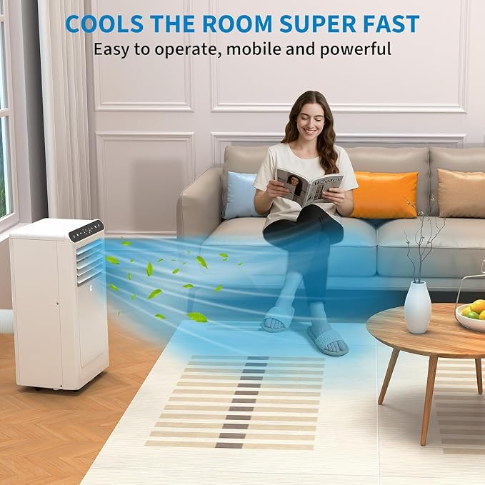 Portable Air Conditioner 10000 BTU, 4-in-1 AC Unit with Cooling Dehumidifier Fan Sleep Mode, Quiet AC for 450 Sq.Ft.