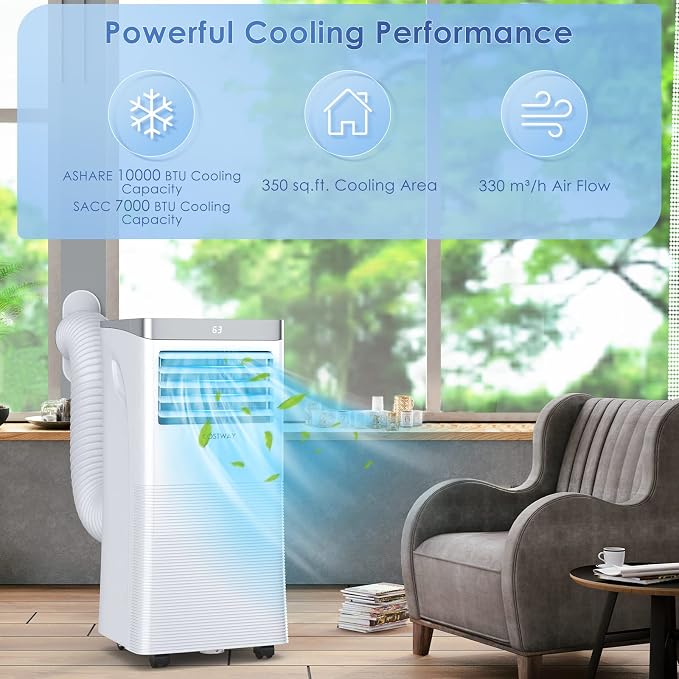 Portable Air Conditioner, 10000 BTU Air Cooler with Fan & Dehumidifier Mode for Rooms up to 350 Sq.Ft, alternate product view