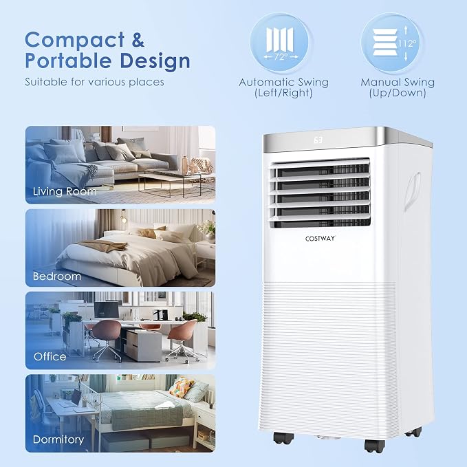 Portable Air Conditioner, 10000 BTU Air Cooler with Fan & Dehumidifier Mode for Rooms up to 350 Sq.Ft, alternate product view