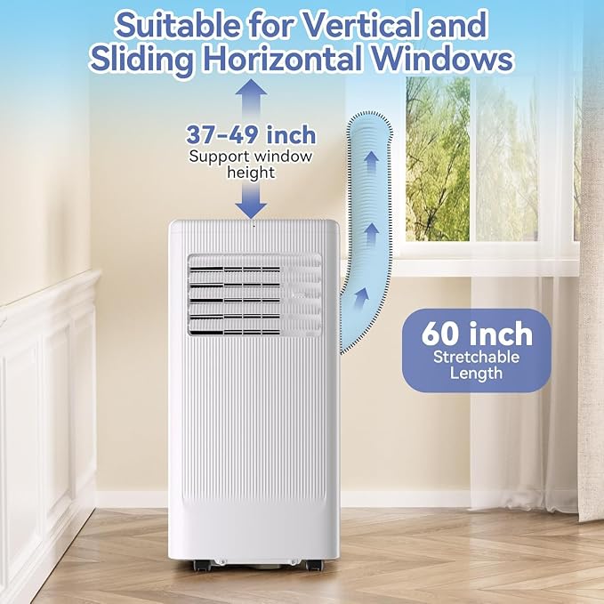 Portable Air Conditioner 10000 BTU with Cooling, Dehumidifying, and Fan Features, White Body and Black Operation Panel