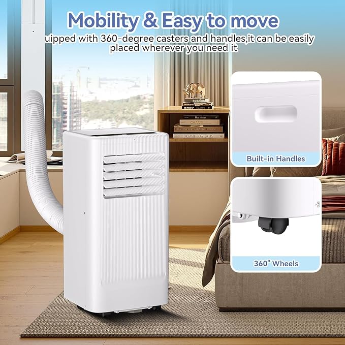 Portable Air Conditioner 10000 BTU with Cooling, Dehumidifying, and Fan Features, White Body and Black Operation Panel