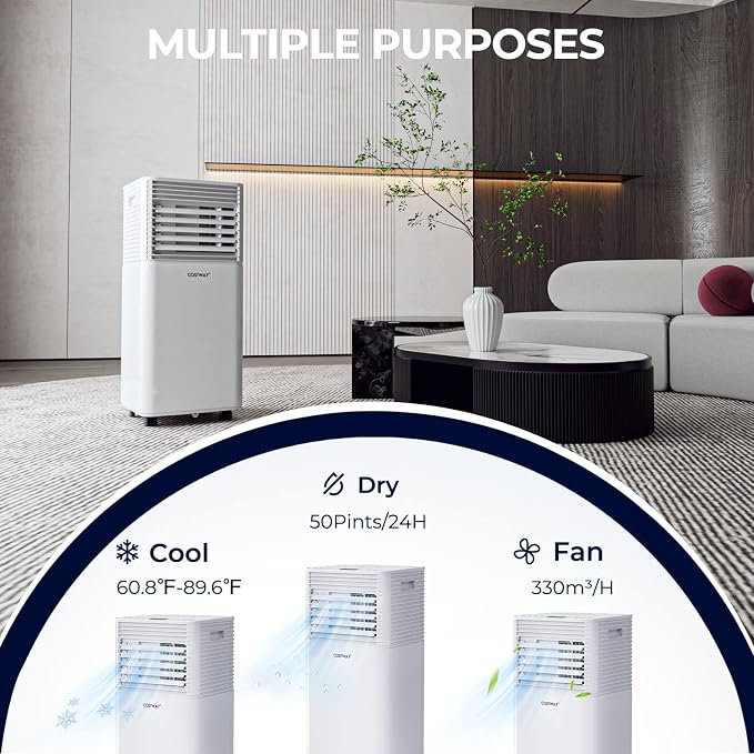Portable Air Conditioner, 10000BTU AC Cooling for Room Spaces up to 350sq.ft, with Remote Control, alternate product view 3