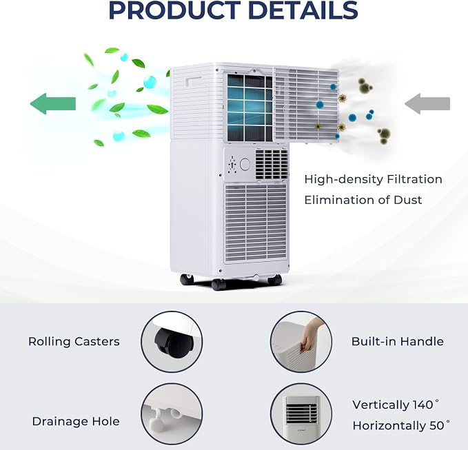 Portable Air Conditioner, 10000BTU AC Cooling for Room Spaces up to 350sq.ft, with Remote Control, alternate product view 5