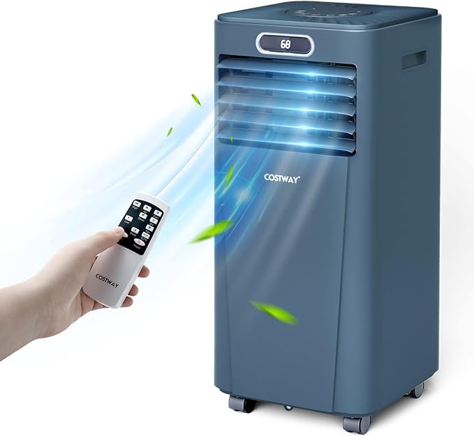 Portable Air Conditioner, 10000BTU Air Cooler with Drying/Fan/Sleep Mode, 2 Speeds, 24H Timer, for Home & Office, Cools Room