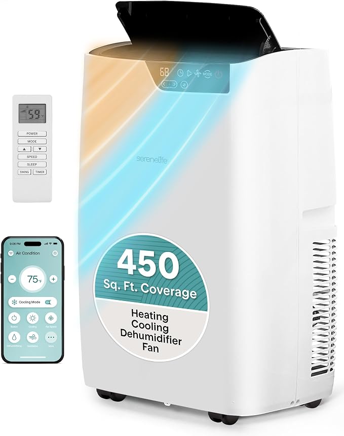 Portable Air Conditioner 12000 BTU, 4-in-1 Compact Standing Air Conditioner for Room Up to 380 Sq. Ft., Touch Control Panel