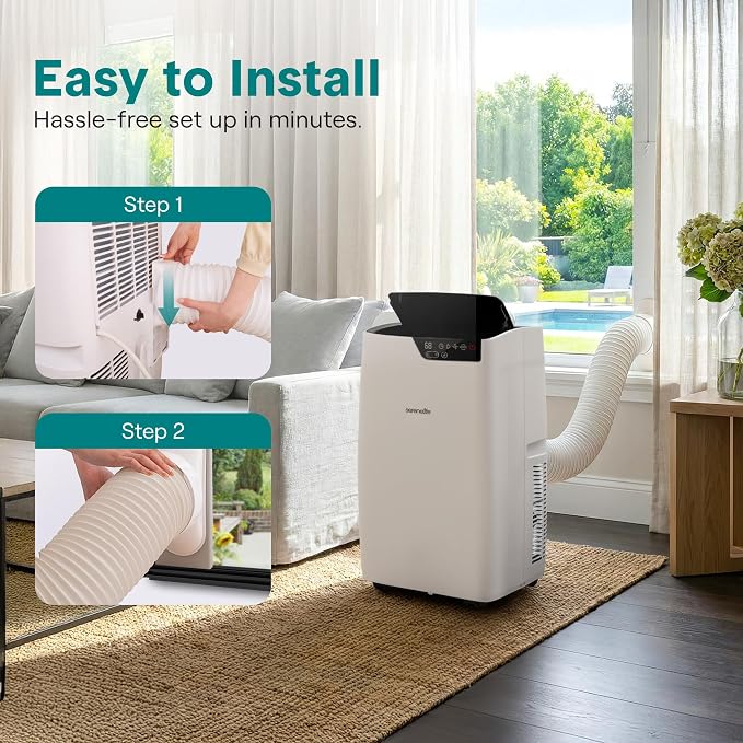 Portable Air Conditioner 12000 BTU, 4-in-1 Compact Standing Air Conditioner for Room Up to 380 Sq. Ft., Touch Control Panel