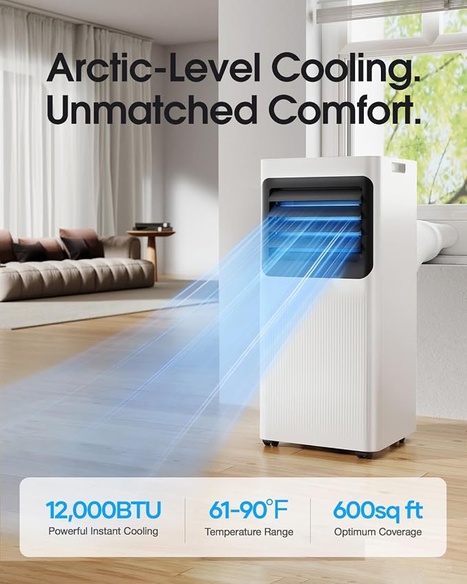 Portable Air Conditioner 12000 BTU 5 in 1 Wifi Smart, APP & Remote Control, Cooling Dehumidifier Fan Sleep Mode, 24H, Window