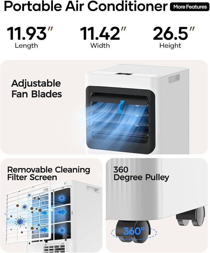 Portable Air Conditioner 12000 BTU 5 in 1 Wifi Smart, APP & Remote Control, Cooling Dehumidifier Fan Sleep Mode, 24H, Window