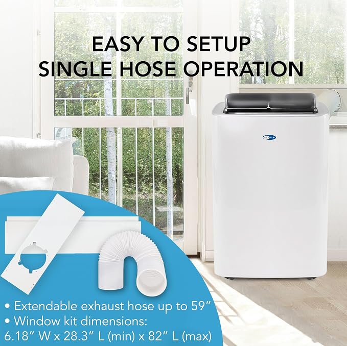 Portable Air Conditioner 13,500 BTU with Dehumidifier, Cooling Fan & Smart Wi-Fi for 500 Sq Ft Rooms, Includes AC Unit Window