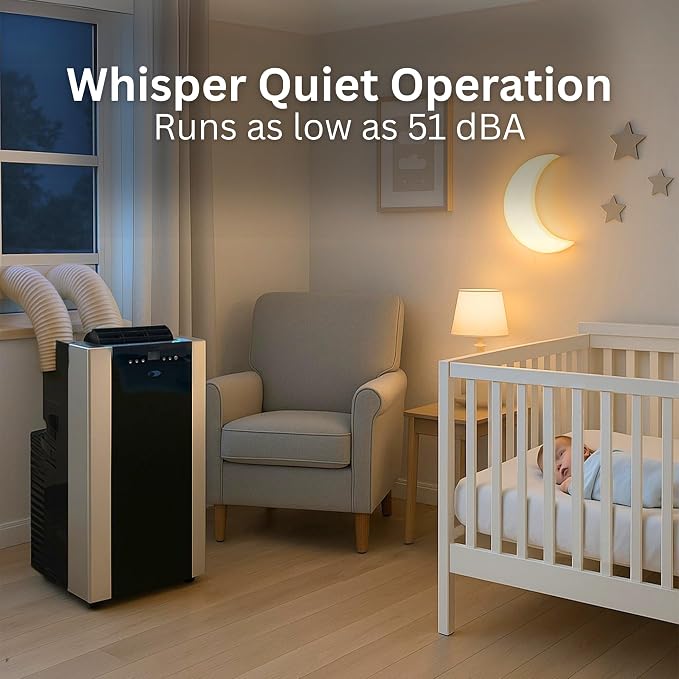 Portable Air Conditioner 14,000 BTU with Dual Hose Dehumidifier & Cooling Fan for 500 Sq Ft Rooms, Includes AC Unit Window