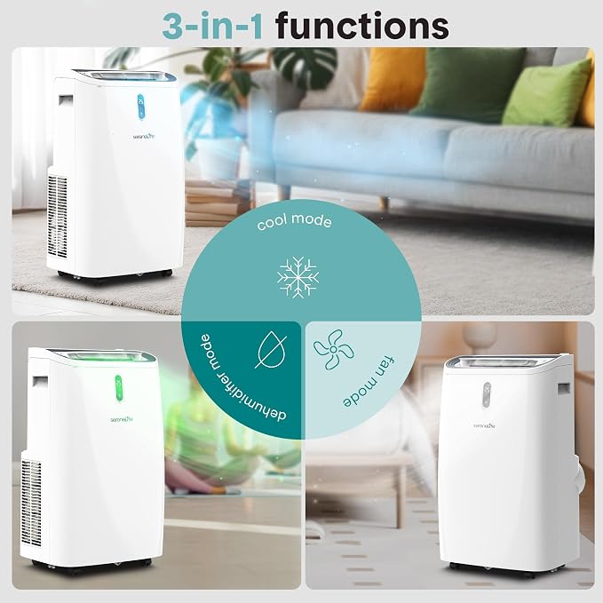 Portable Air Conditioner, 14000 BTU (ASHRAE) Compact Home A/C Cooling Unit with Built-in Dehumidifier and Fan Modes