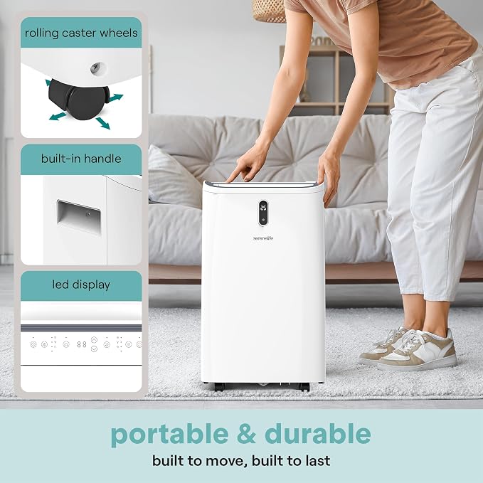 Portable Air Conditioner, 14000 BTU (ASHRAE) Compact Home A/C Cooling Unit with Built-in Dehumidifier and Fan Modes