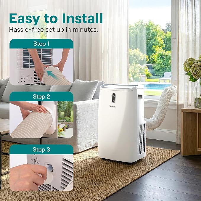 Portable Air Conditioner 14000 BTU | Cools Rooms up to 400 sq ft | 3-in-1 Cooling, Fan & Dehumidifier | 24Hr Timer & Remote |