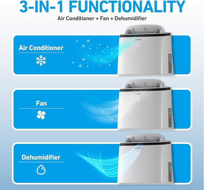 Portable Air Conditioner, 15,000 BTU (10,800 BTU SACC) 3-in-1 AC Unit, Dehumidifier, Fan, & Air Conditioner, For Up To 775