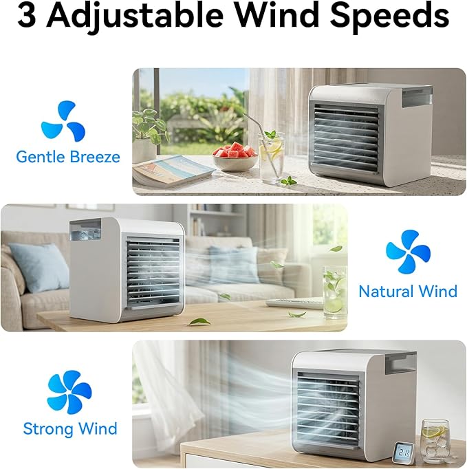 Portable Air Conditioner, 4-in-1 Mini Air Cooler with 450ML Water Tank, alternate product view 3