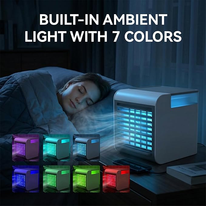 Portable Air Conditioner, 4-in-1 Mini Air Cooler with 450ML Water Tank, alternate product view 4