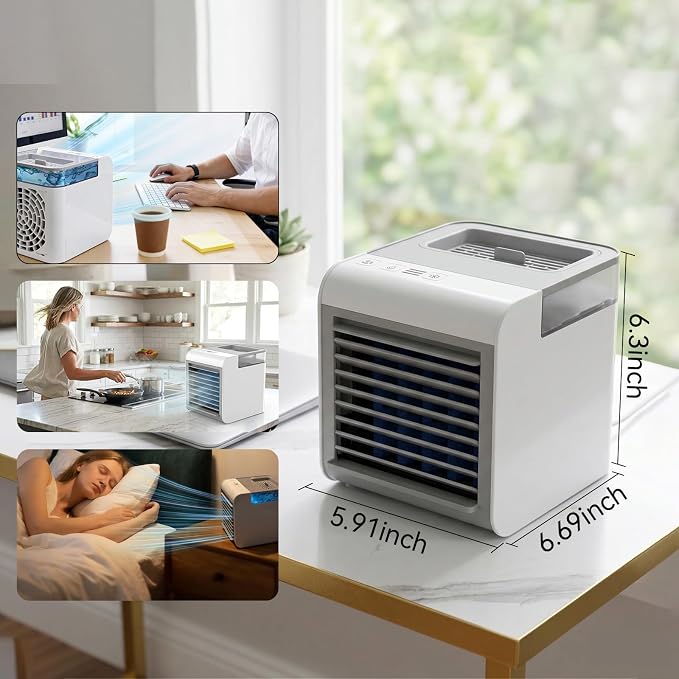 Portable Air Conditioner, 4-in-1 Mini Air Cooler with 450ML Water Tank, alternate product view 6