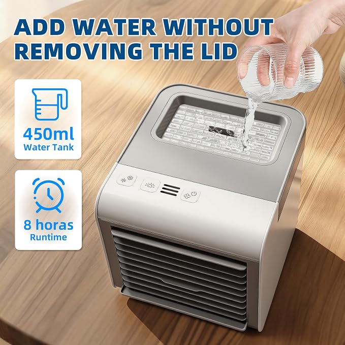 Portable Air Conditioner, 4-in-1 Mini Air Cooler with 450ML Water Tank, alternate product view 8