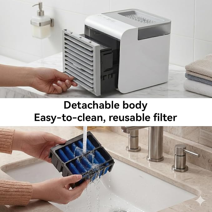 Portable Air Conditioner, 4-in-1 Mini Air Cooler with 450ML Water Tank, alternate product view 9