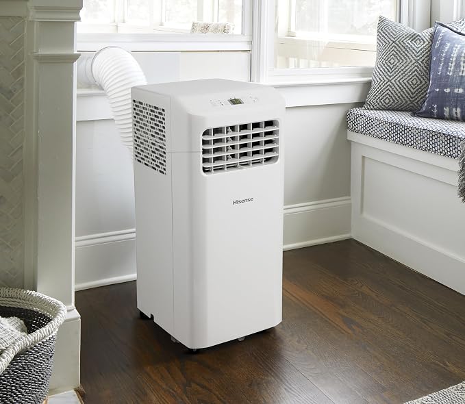 Portable Air Conditioner 5000-BTU DOE (115-Volt) White Vented, Remote control, Cools 150-sq ft, 24 Hour Timer, 3-modes