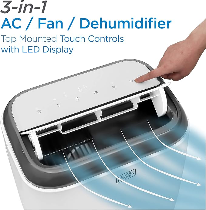Portable Air Conditioner, 8,000 BTU (5,000 BTU SACC) for Rooms Up To 350 Sq. Ft., Portable AC with Full Function Remote