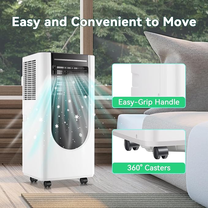 Portable Air Conditioner 8,000 BTU ASHARE(5,000 BTU SACC), Portable AC Cool Rooms up to 250 Sq.Ft, 3-in-1 AC Unit with Remote