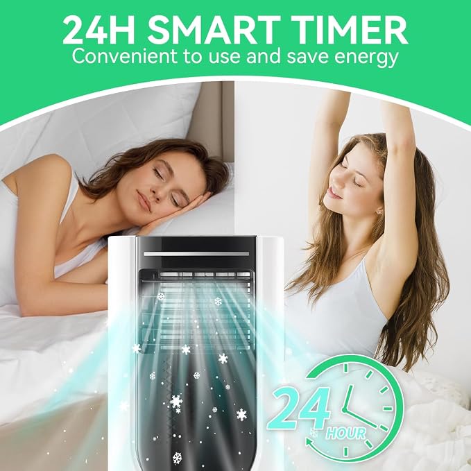 Portable Air Conditioner 8,000 BTU ASHARE(5,000 BTU SACC), Portable AC Cool Rooms up to 250 Sq.Ft, 3-in-1 AC Unit with Remote