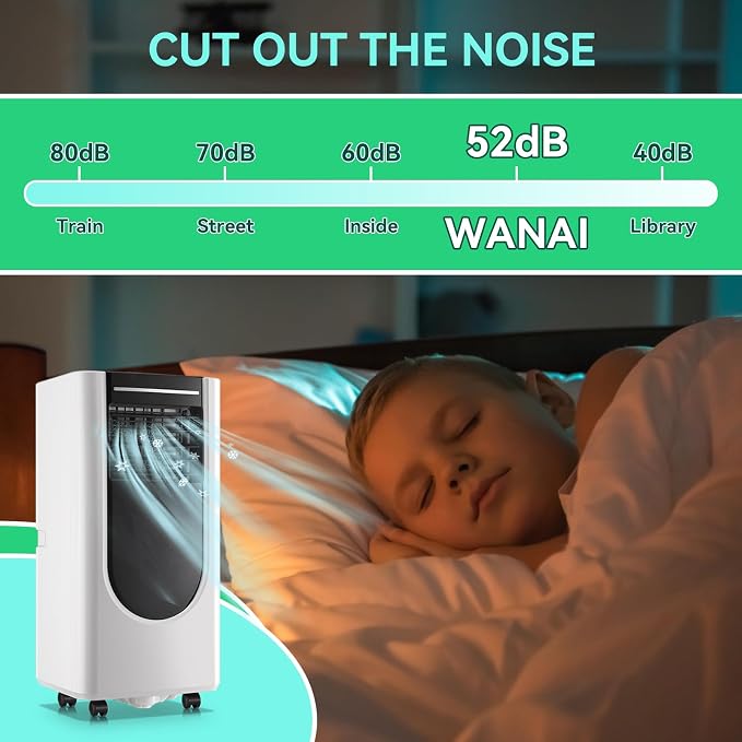 Portable Air Conditioner 8,000 BTU ASHARE(5,000 BTU SACC), Portable AC Cool Rooms up to 250 Sq.Ft, 3-in-1 AC Unit with Remote