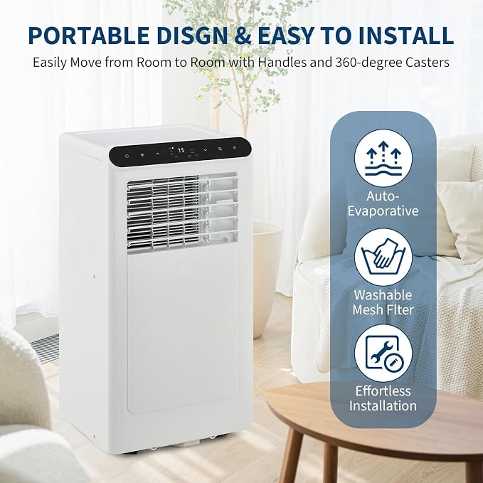 Portable Air Conditioner, 8,000 BTU Smart AC with 24H Timer, Window Kit & Fan Mode, Ventless Design, alternate product view 6