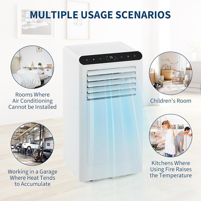 Portable Air Conditioner, 8,000 BTU Smart AC with 24H Timer, Window Kit & Fan Mode, Ventless Design, alternate product view 7