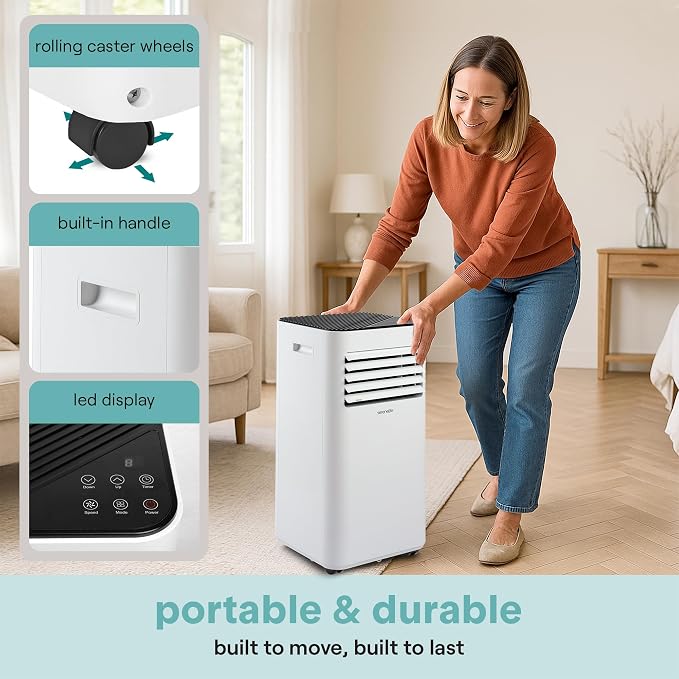 Portable Air Conditioner 8,000 BTU with Built-in Dehumidifier - Portable AC unit for rooms up to 350 sq ft - Small AC Unit