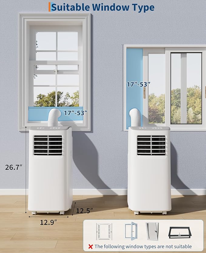 Portable Air Conditioner, 8,000 BTUs Room Air Conditioner for Home Office with Dehumidifier, Cooling, Fan 3 in-1, 24 Hour