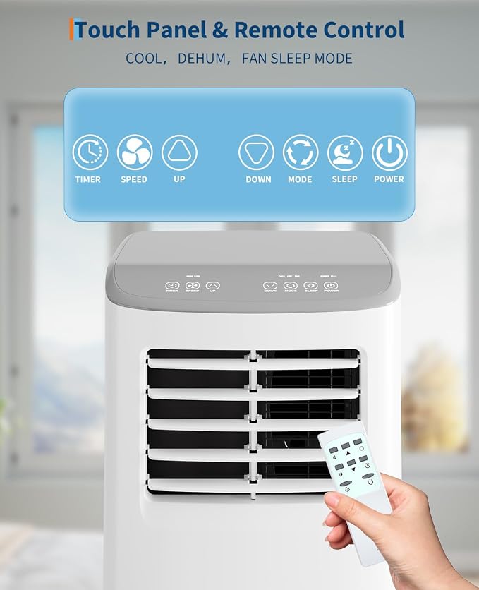 Portable Air Conditioner, 8,000 BTUs Room Air Conditioner, 3 in-1 Cooling AC Portable Air Conditioner with Fan &