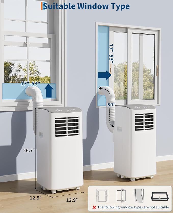 Portable Air Conditioner, 8,000 BTUs Room Air Conditioner, 3 in-1 Cooling AC Portable Air Conditioner with Fan &