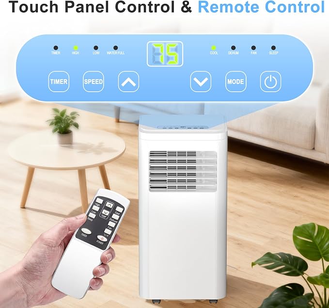 Portable Air Conditioner 8,050 BTU for Rooms up to 450 Sq. Ft, 4 Modes Portable AC Unit with Cooling, Dehumidifier, Fan &