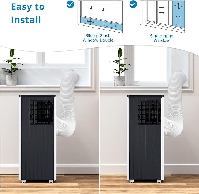 Portable Air Conditioner 8000 BTU, 4-in-1 AC Unit with Dehumidifier Fan & Sleep Mode, Quiet AC for Rooms up to 350 Sq.Ft
