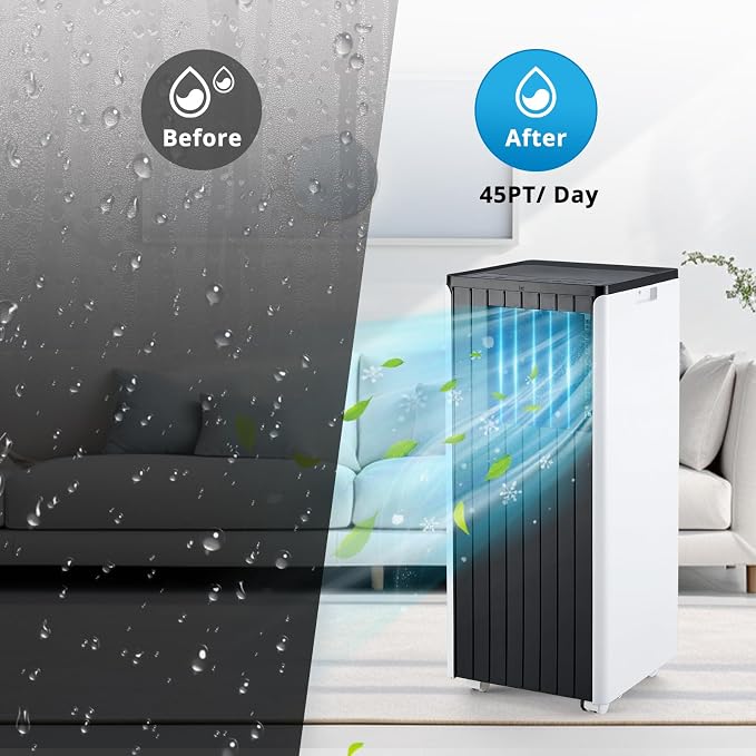 Portable Air Conditioner 8000 BTU, 4-in-1 AC Unit with Dehumidifier Fan & Sleep Mode, Quiet AC for Rooms up to 350 Sq.Ft