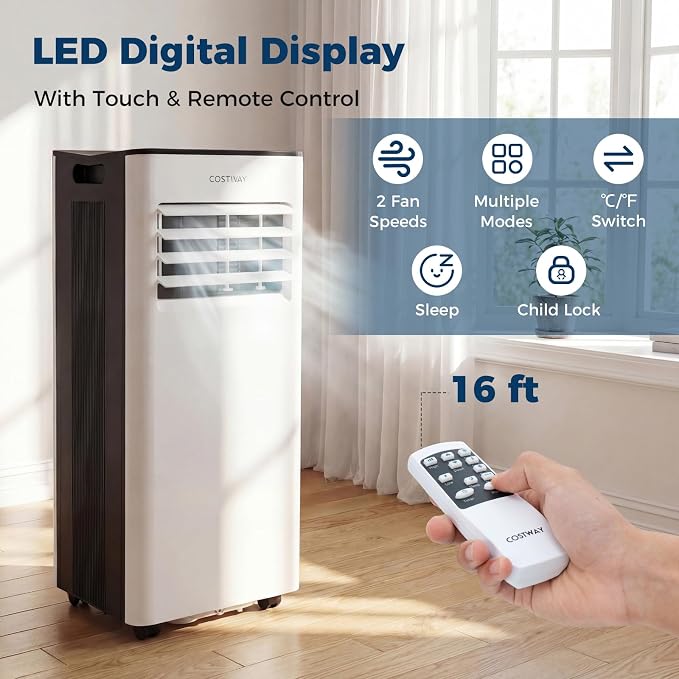 Portable Air Conditioner, 8000 BTU AC Unit for up to 350 sq.ft, with Dehumidifier, Fan, Remote Control,Window Kit