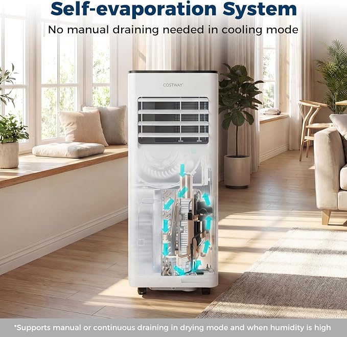 Portable Air Conditioner, 8000 BTU AC Unit for up to 350 sq.ft, with Dehumidifier, Fan, Remote Control,Window Kit