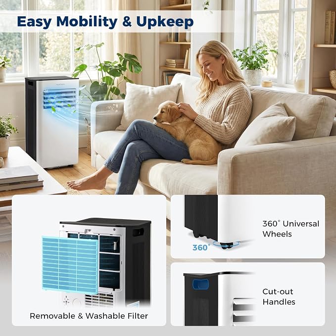 Portable Air Conditioner, 8000 BTU AC Unit for up to 350 sq.ft, with Dehumidifier, Fan, Remote Control,Window Kit