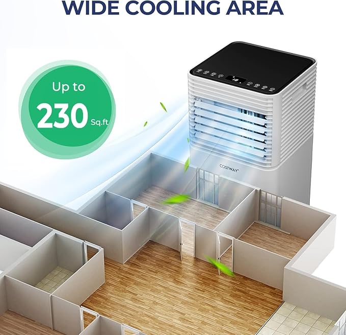 Portable Air Conditioner, 8000 BTU AC Unit Spaces up to 230sq.ft, with Remote Control, 24H Timer & Window Venting Kit