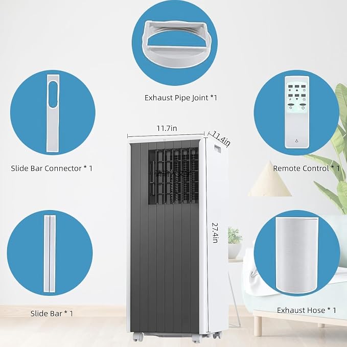 Portable Air Conditioner 8000 BTU, Compact AC Unit with Cooling/Dehumidifier/Fan/Sleep, Air Conditioner Portable with Remote