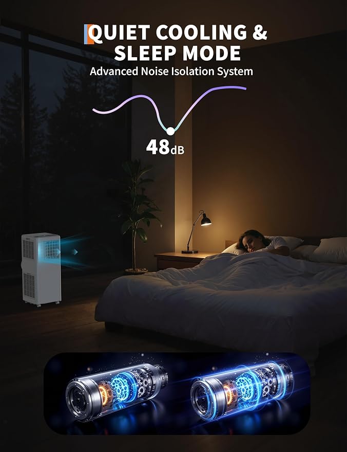 Portable Air Conditioner 8000 BTU – Compact Floor AC Unit with Dehumidifier, Fan, Sleep Mode & Remote, Energy Efficient