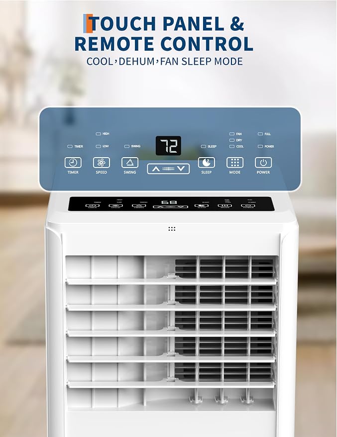 Portable Air Conditioner 8000 BTU – Compact Floor AC Unit with Dehumidifier, Fan, Sleep Mode & Remote, Energy Efficient